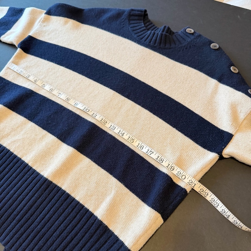 BROCHU WALKER CY Striped crewneck Sweater cream and navy blue, size XS - Picture 3 of 13